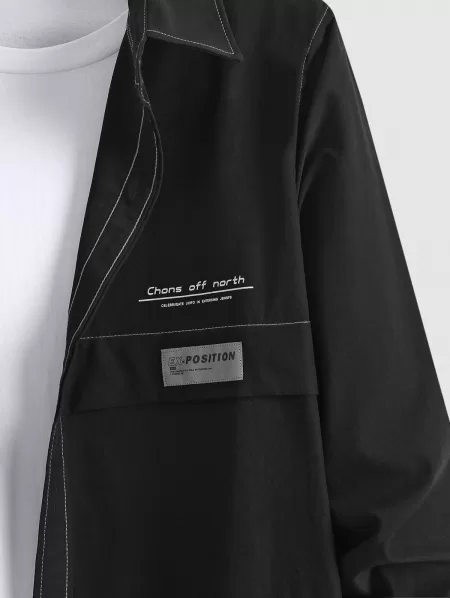 Long Sleeve Letter Print Stitching Shirt