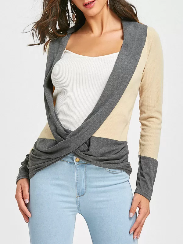 Long Sleeve Ribbed Wrap Top
