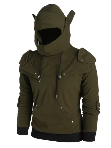 Long Sleeve Rivet Pullover Hoodie