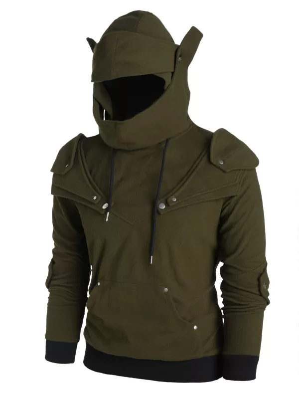 Long Sleeve Rivet Pullover Hoodie