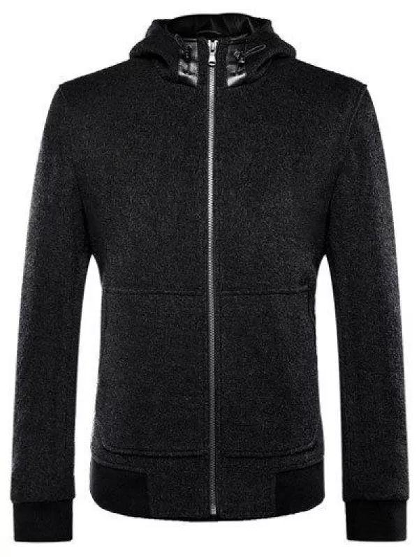 Long Sleeve Zip Up Drawstring Hooded Jacket