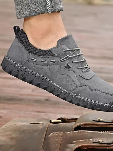Men Lace-up Topstitching Breathable Casual Shoes