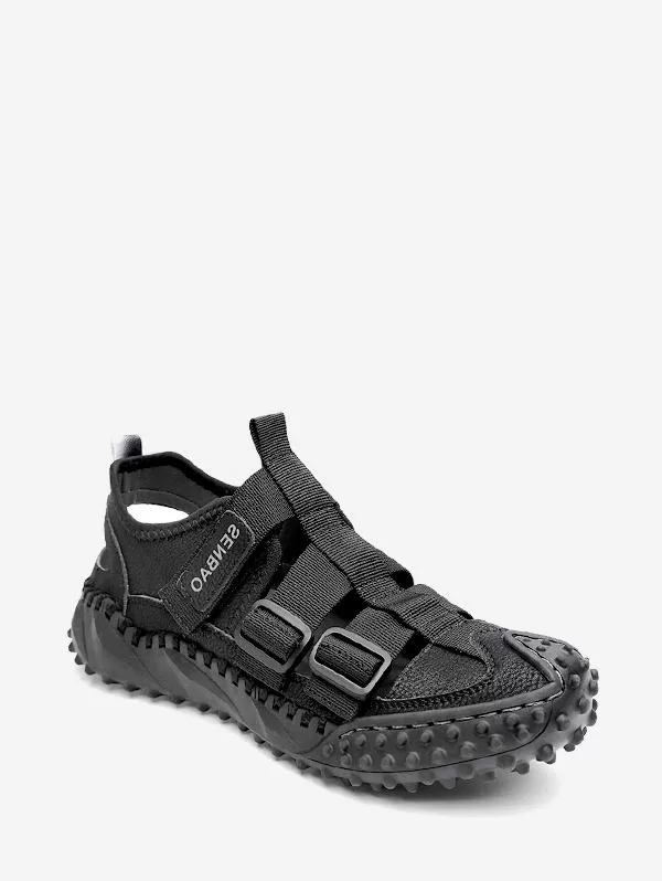 Men Mesh Breathable Buckle Design Cut Out Casual Shoes