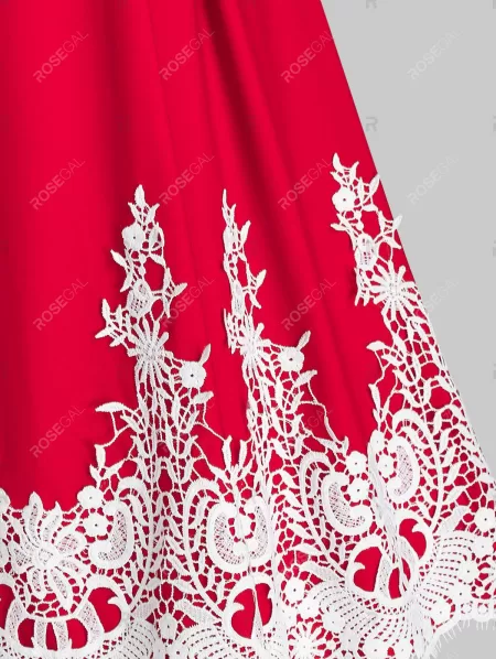 Off The Shoulder Keyhole Lace Insert Dress