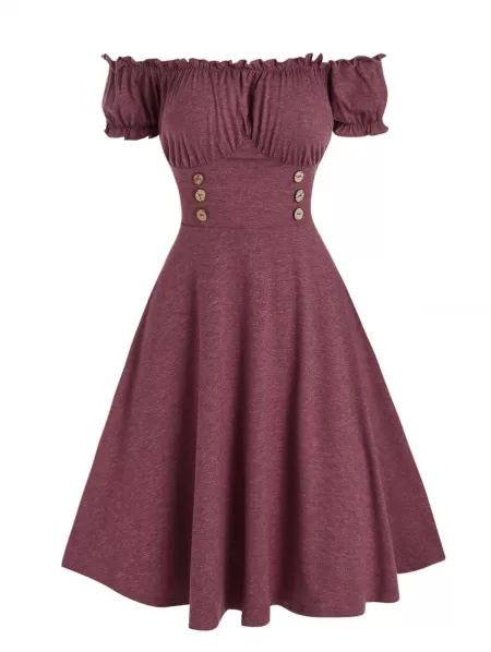 Off The Shoulder Ruffled Mini Flare Dress