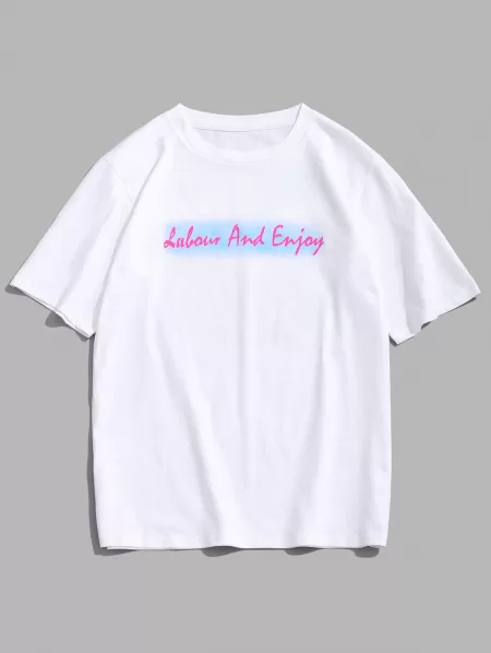 Ombre Letter Print Slogan T-shirt