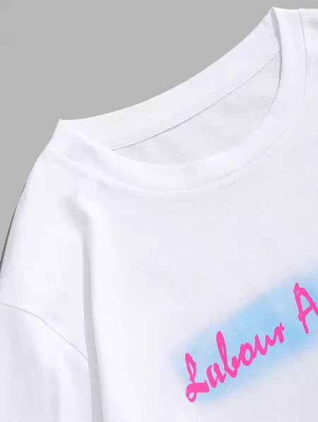 Ombre Letter Print Slogan T-shirt