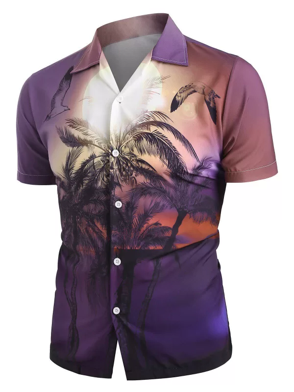 Palm Tree Landscape Print Beach Shirt