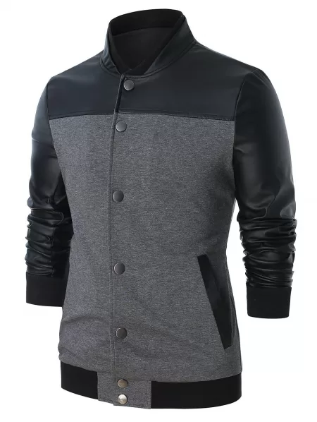 Panel Snap Button Front Pocket Jacket