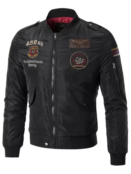 Patches Sleeve Pocket Embroidered Bomber Jacket