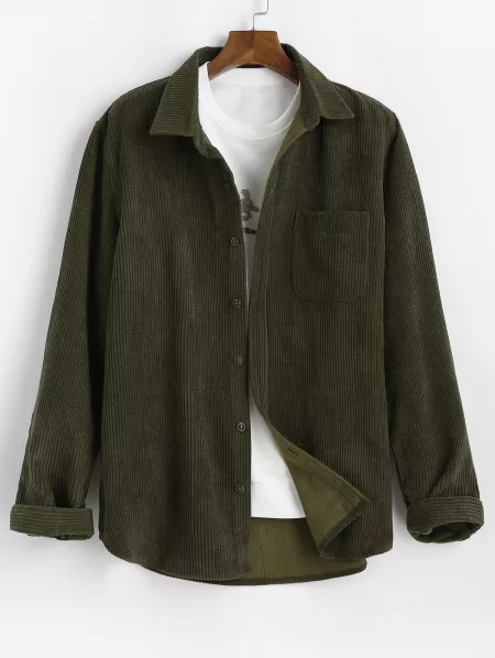 Plain Pocket Patch Corduroy Shirt