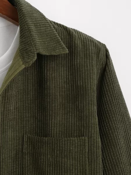 Plain Pocket Patch Corduroy Shirt