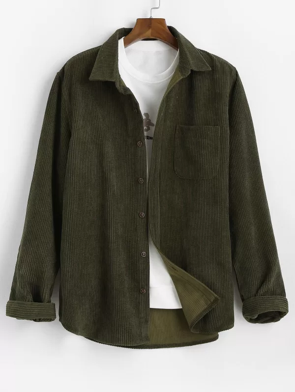 Plain Pocket Patch Corduroy Shirt