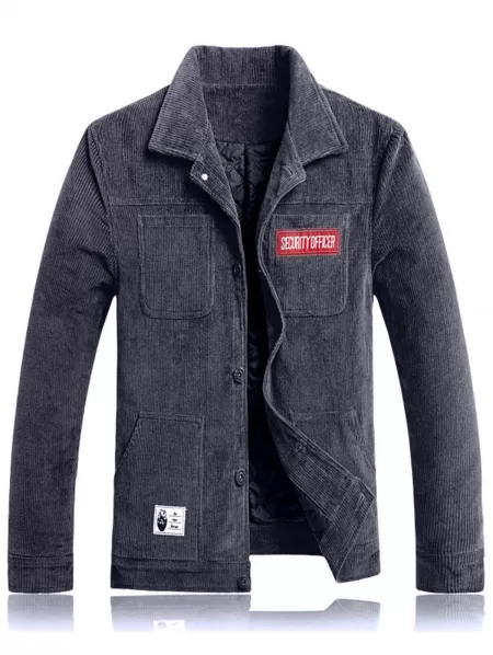 Pockets Appliques Padded Corduroy Jacket