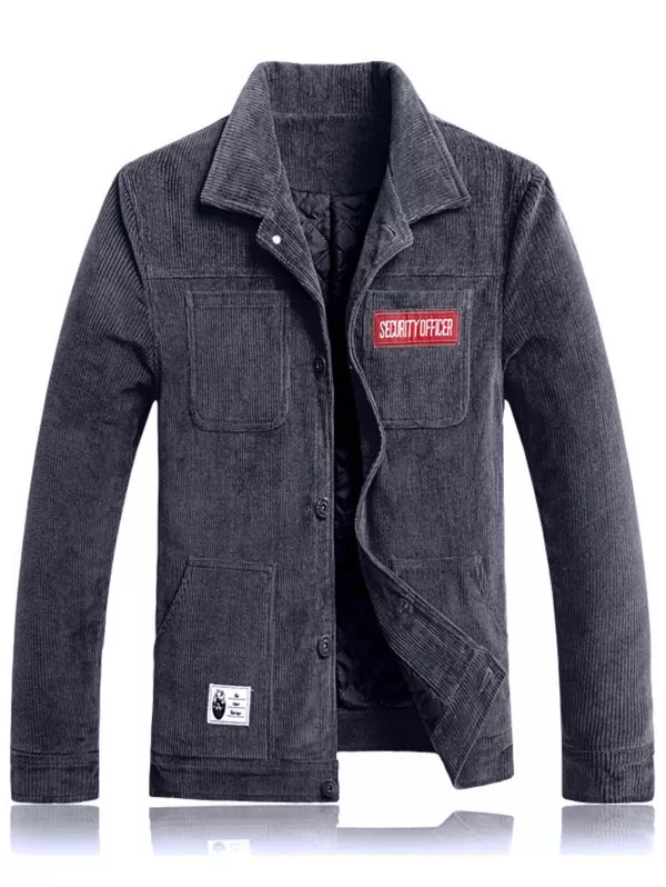Pockets Appliques Padded Corduroy Jacket