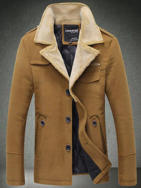 Quilted Lining Epaulet Design Zippered Woolen Jacket