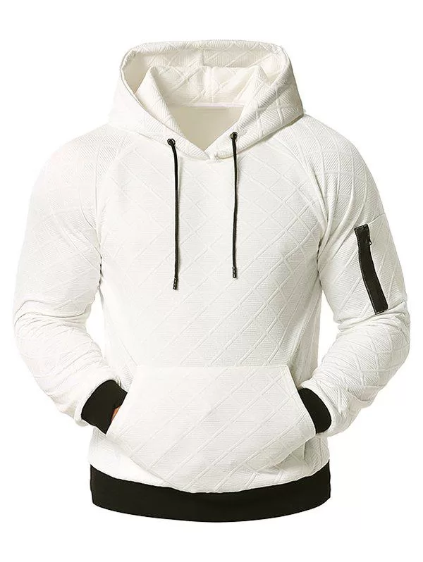 Raglan Sleeve Grid Pattern Hoodie
