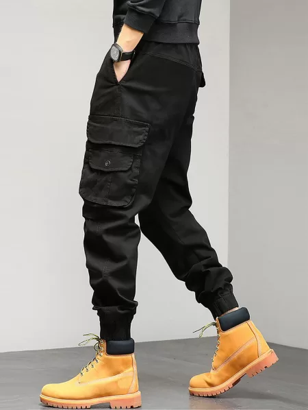 Reflective Landscape Print Short Sleeves T Shirt With Jogger Cargo Pants