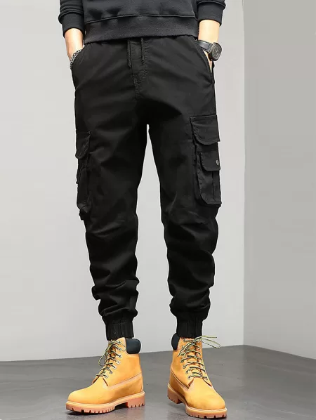 Reflective Landscape Print Short Sleeves T Shirt With Jogger Cargo Pants