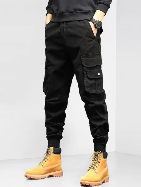 Reflective Landscape Print Short Sleeves T Shirt With Jogger Cargo Pants