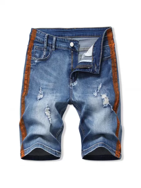 Ripped Contrast Paint Denim Shorts