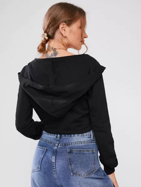 Ruched Hook-and-eye Corset-style Hoodie