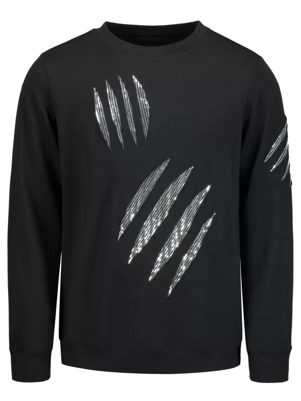 Sequins Insert Crew Neck Sweatshirt