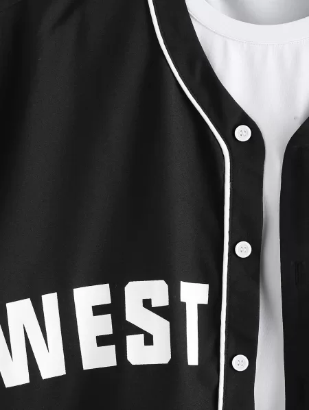 Short Sleeve Baseball Shirt And Cargo Sport Shorts Set