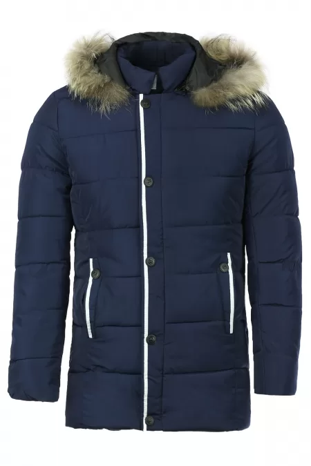 Slimming Detachable Hooded Striped Braid Spliced Patch Pocket Men's Long Sleeves Coat