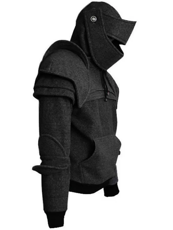 Solid Color Men's Retro Drawstring Knight Sweater