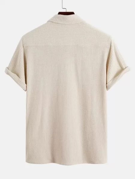 Solid Color Texture Button Up Corduroy Shirt