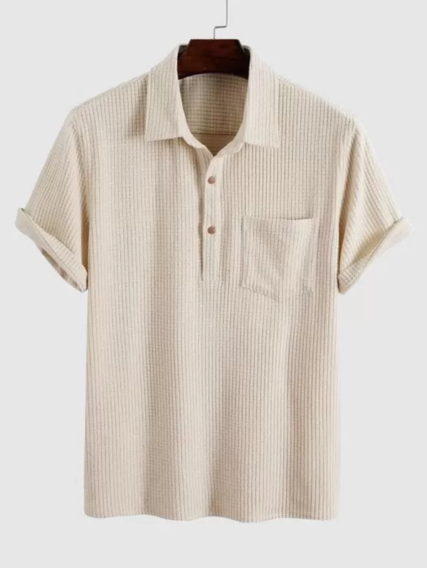 Solid Color Texture Button Up Corduroy Shirt