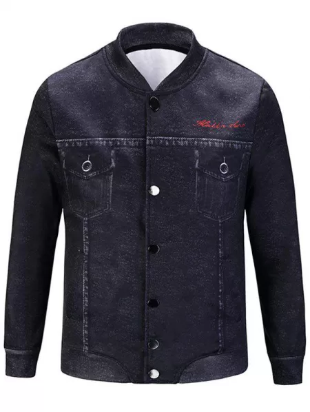 Stand Collar Button Up 3d Print Jacket