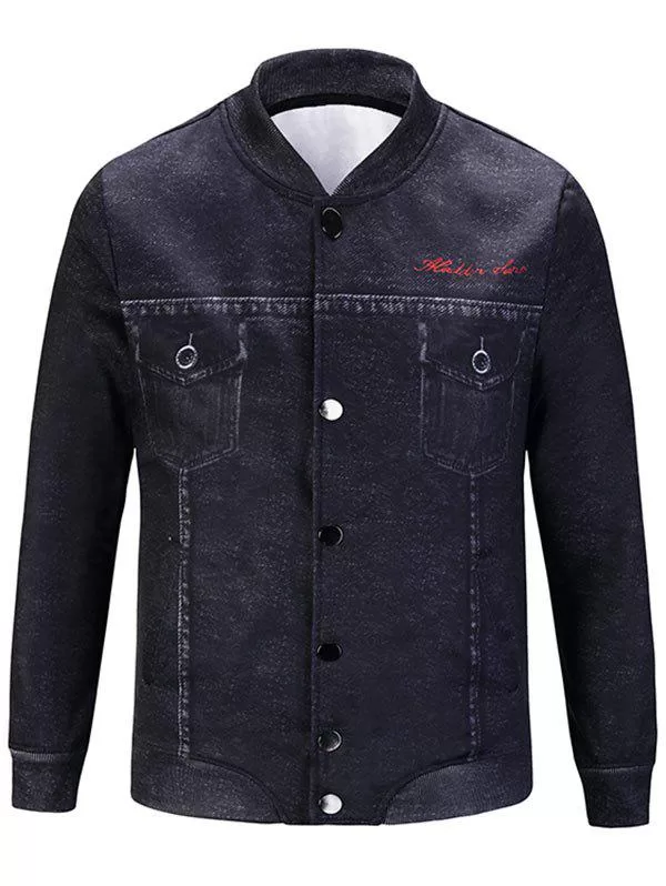 Stand Collar Button Up 3d Print Jacket