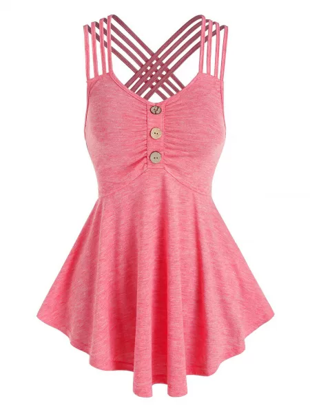 Strappy Crisscross Ruched Tank Top