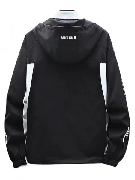 Streetwear Two Tone Toggle Drawstring Hooded Zip Jacket