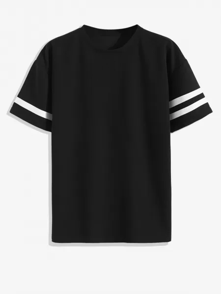 Striped Pattern T-shirt And Drawstring Shorts Set