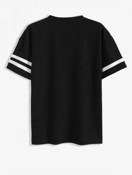 Striped Pattern T-shirt And Drawstring Shorts Set