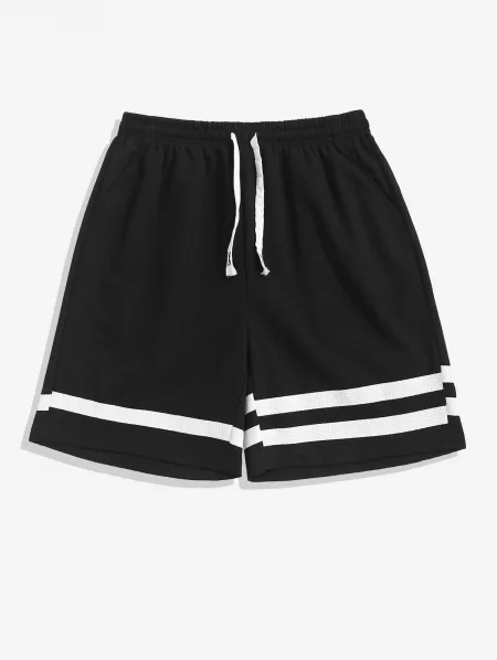 Striped Pattern T-shirt And Drawstring Shorts Set