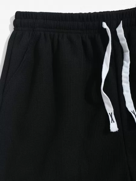 Striped Pattern T-shirt And Drawstring Shorts Set