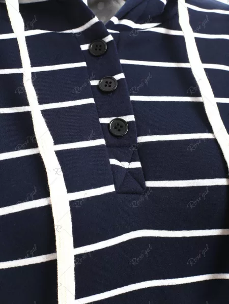 Stylish Hooded Long Sleeve Drawstring Striped Women's Hoodie