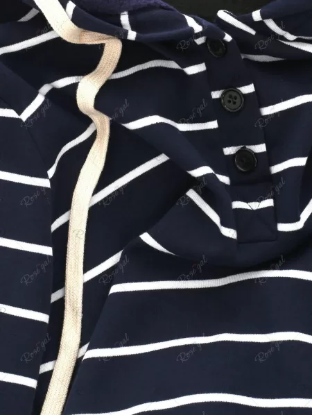 Stylish Hooded Long Sleeve Drawstring Striped Women's Hoodie