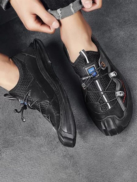 Summer Drawstring Mesh Spliced Casual Shoes