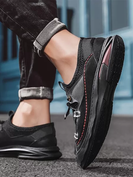 Summer Drawstring Mesh Spliced Casual Shoes