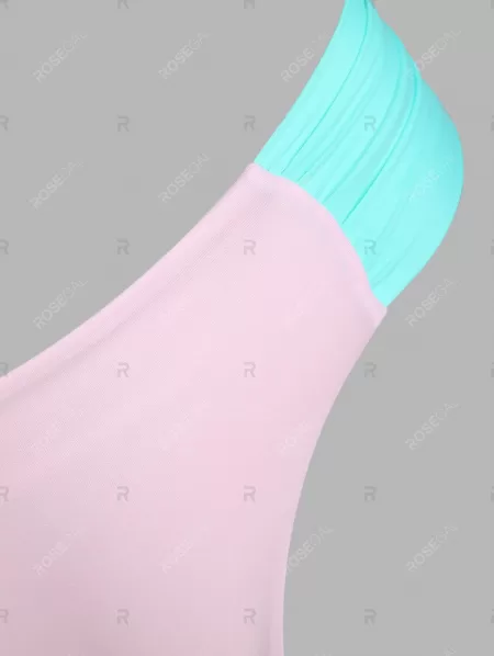 Sweet Style Halter Neck Color Block Backless   Bikini Set For Women