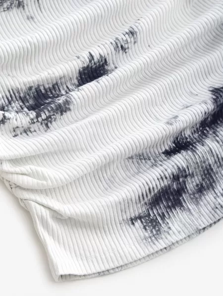 Tie Dye Ribbed Ruched Bodycon Tank Dress
