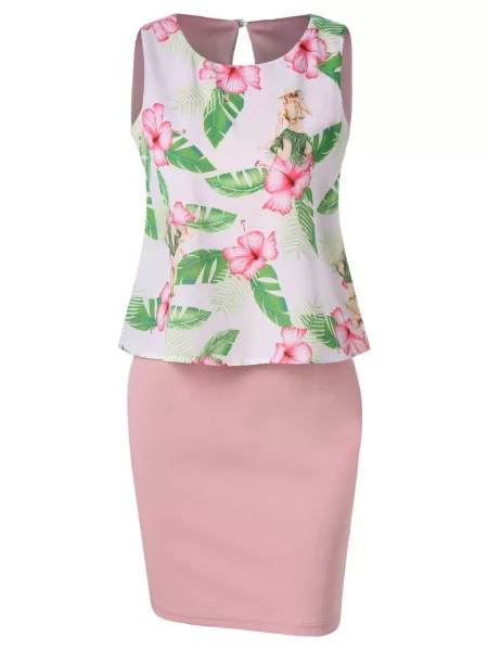 Tropical Print Bodycon Dress