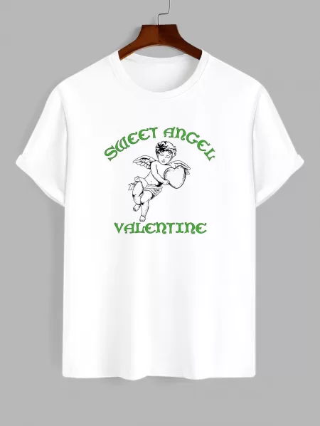 Valentine Sweet Angel Graphic Cotton Tee