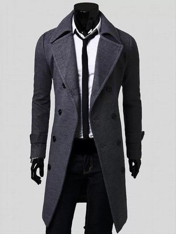 Wide Lapel Overcoat With Side Pockets