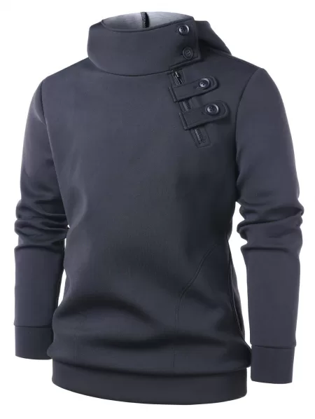 Zip Embellished Pullover Hoodie